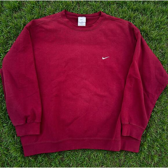Nike Other - Vintage Nike Embroidered Swoosh Crewneck Sweatshirt Men’s XL Burgundy/Red